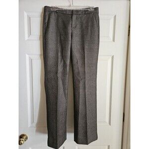 Banana Republic Logan Pants Womens 4P  Mid Rise Windowpane Trouser Grey Petite 4